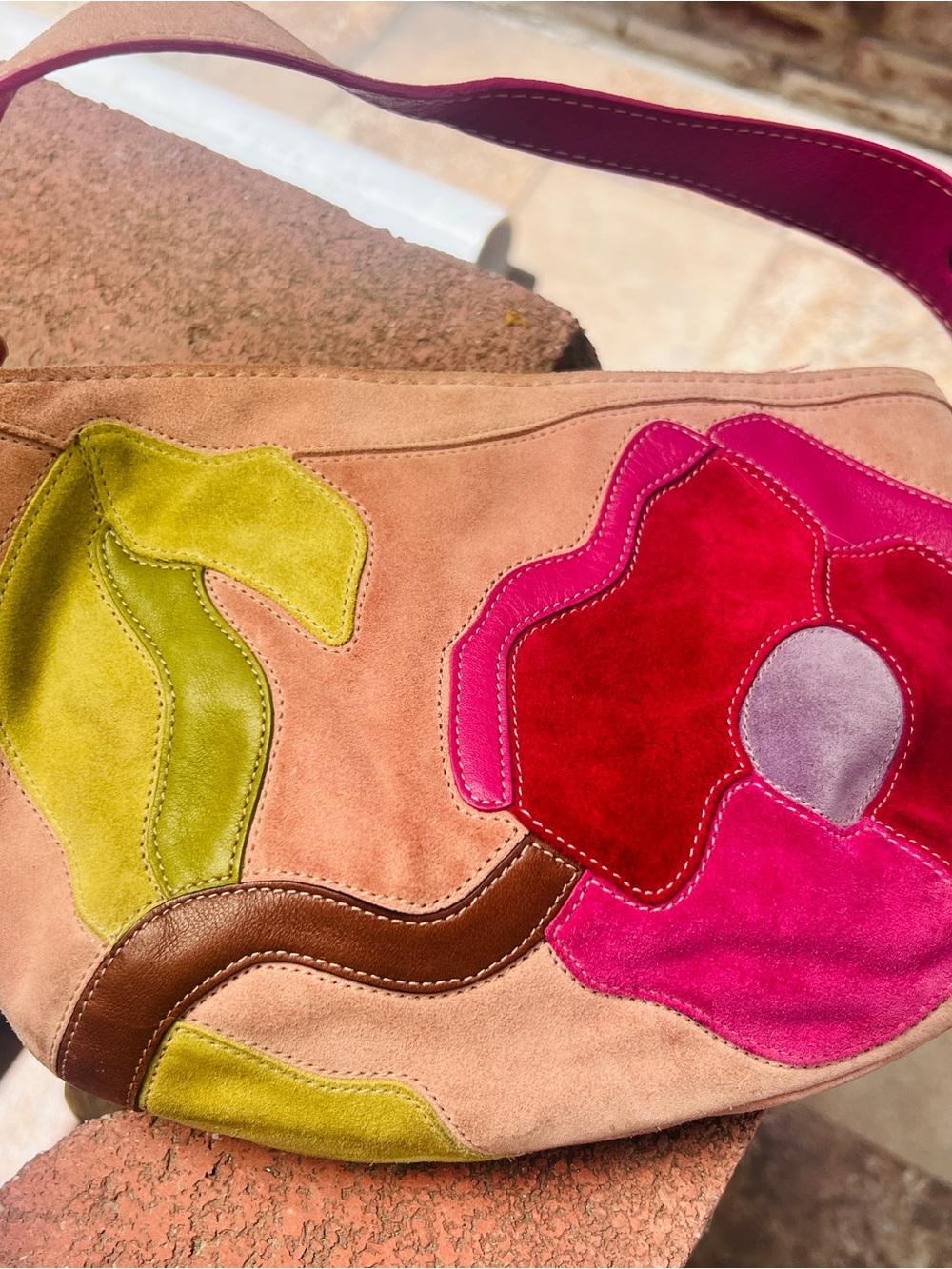 Poppy for Peace Coach Suede Floral Shoulder Bag